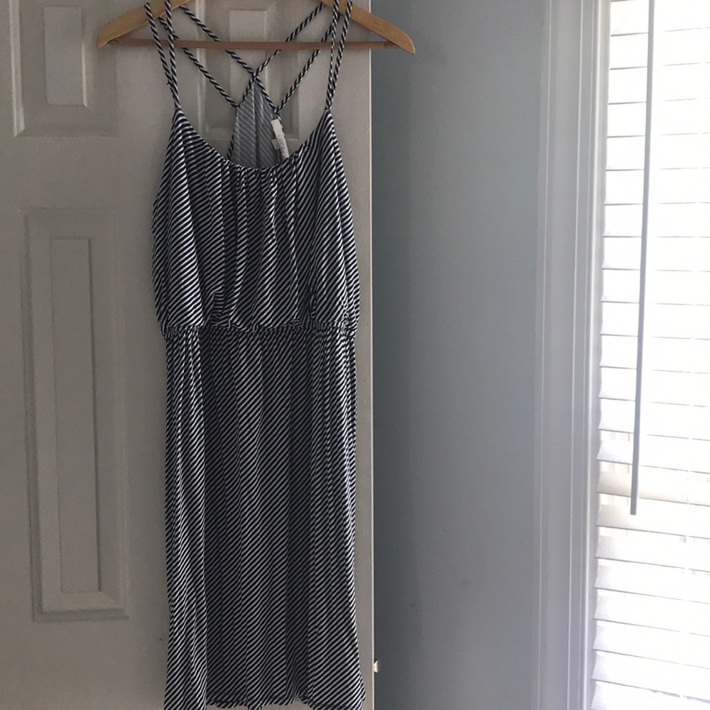 Loft black and white striped dress